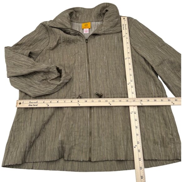 Ruby Rd. Womens Crinkle Zip Jacket Size 16 Olive Green Lightweight Polyester Ble - Picture 3 of 4